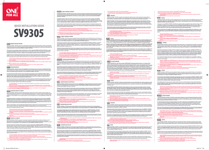 Page 1 de la notice Manuel utilisateur One for all SV 9305