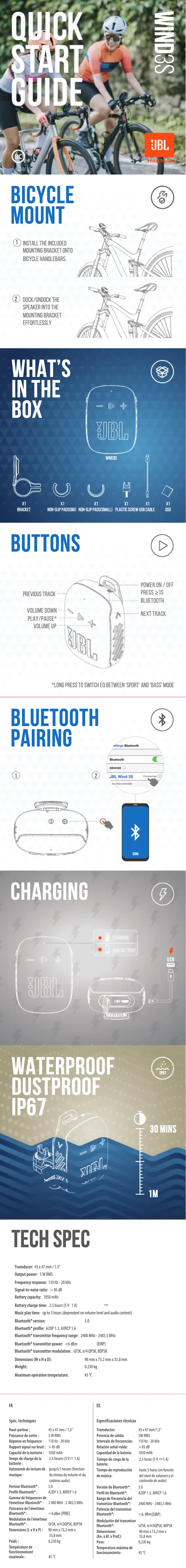 Page 1 de la notice Guide de démarrage rapide JBL Wind 3