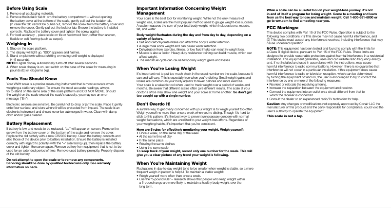 Page 1 de la notice Manuel utilisateur Conair WW510Z