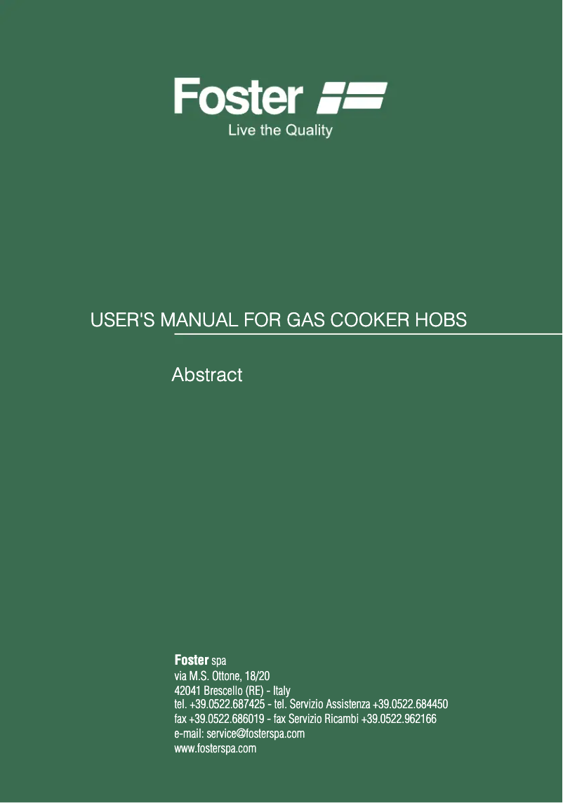 Page 1 of the manual User Manual Foster Veronika.4F.STD