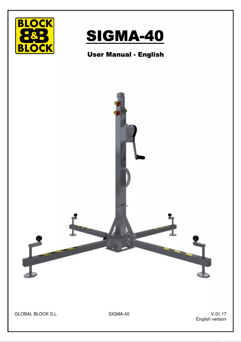 Page 1 de la notice Manuel utilisateur Block & Block SIGMA-40
