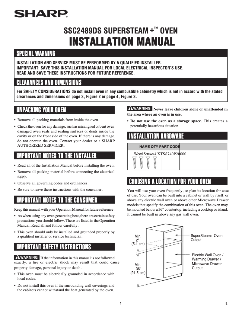 Page 1 de la notice Manuel utilisateur Sharp SSC2489DS