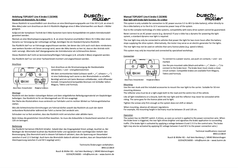 Imagen de la primera página del manual del dispositivo LINE K Brake
