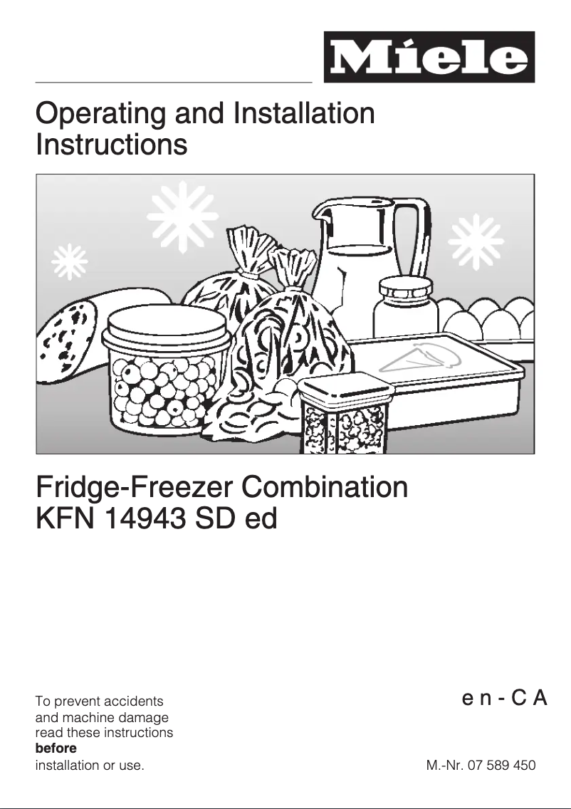 Page 1 de la notice Manuel utilisateur Miele KFN 14943 SDed