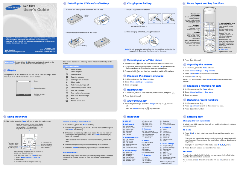 Image de la première page du manuel de l'appareil SGH-B300