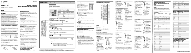 Image de la première page du manuel de l'appareil RM-V210