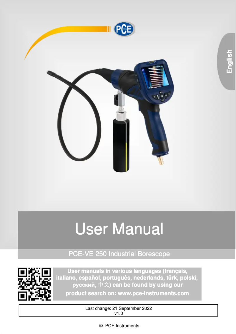 Page n°1 - Manuel utilisateur PCE Instruments PCE-VE 250