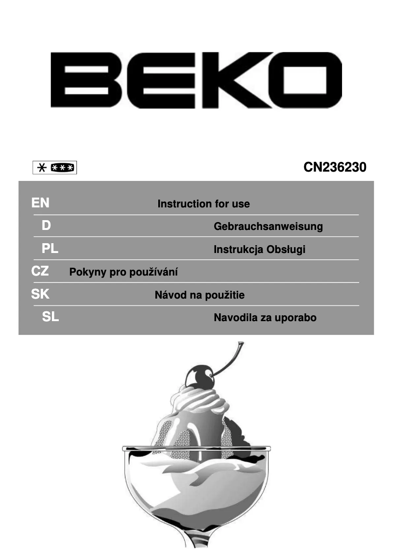 Page 1 de la notice Manuel utilisateur Beko CN 236230 X