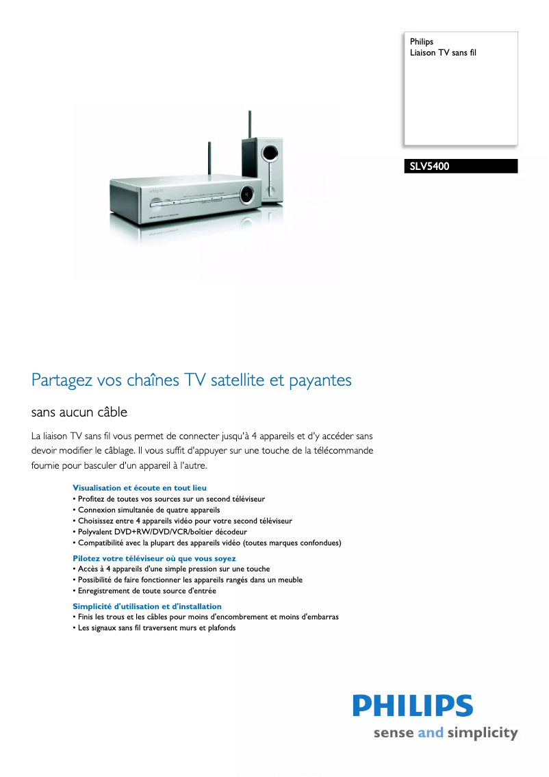 Page n°1 - Fiche technique Philips SLV5400