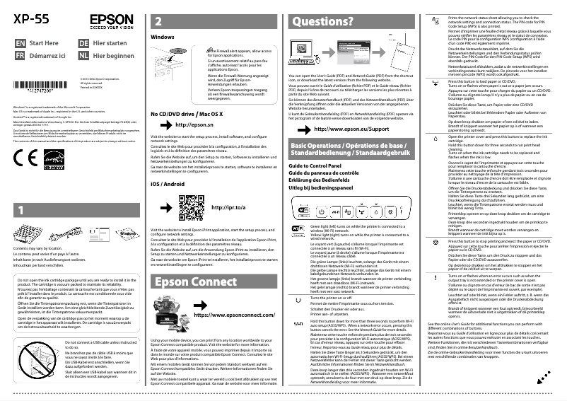 Page n°1 - Guide d'installation Epson Expression Photo XP-55
