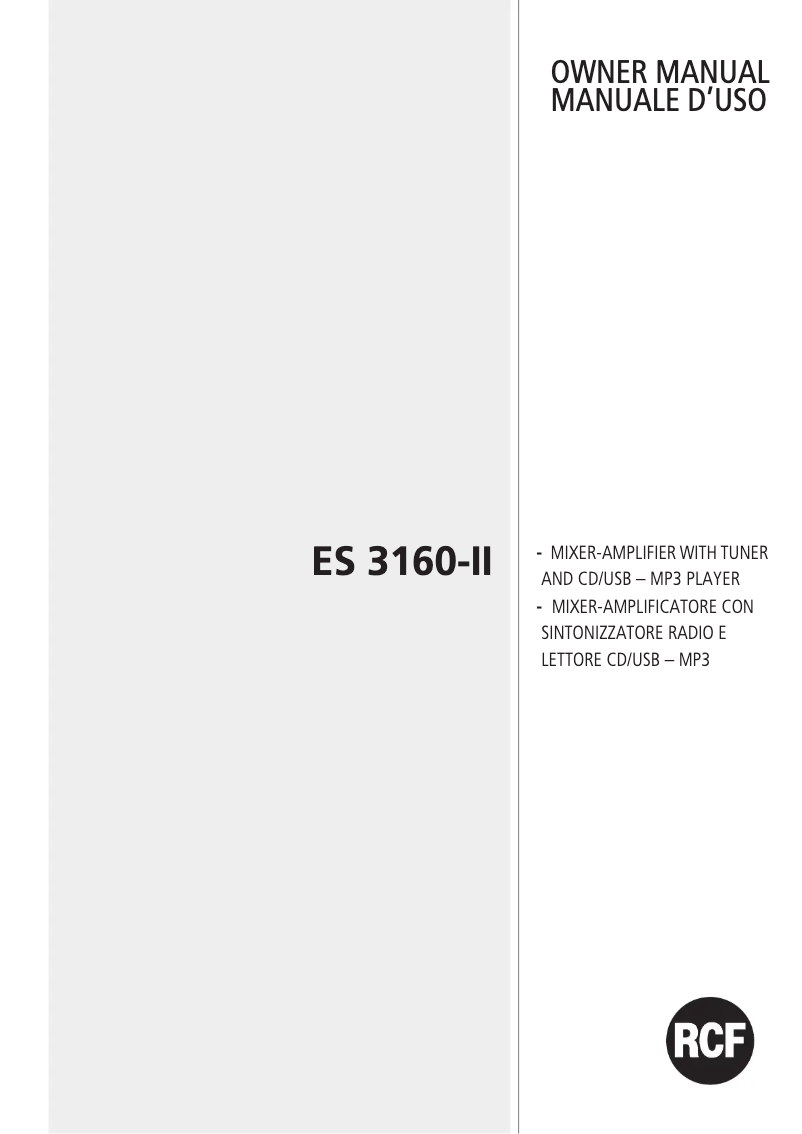 Page 1 de la notice Manuel utilisateur RCF ES 3160 II