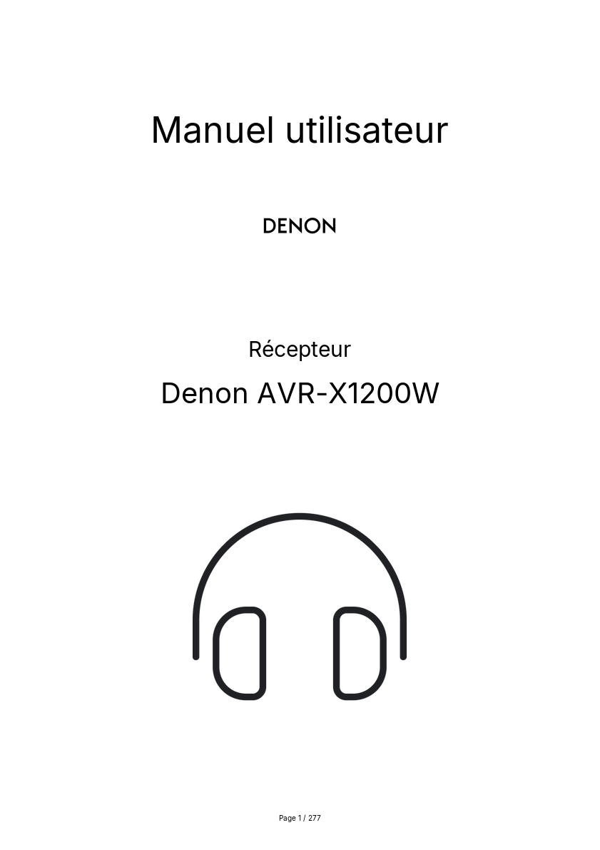 Page n°1 - Manuel utilisateur Denon AVR-X1200W