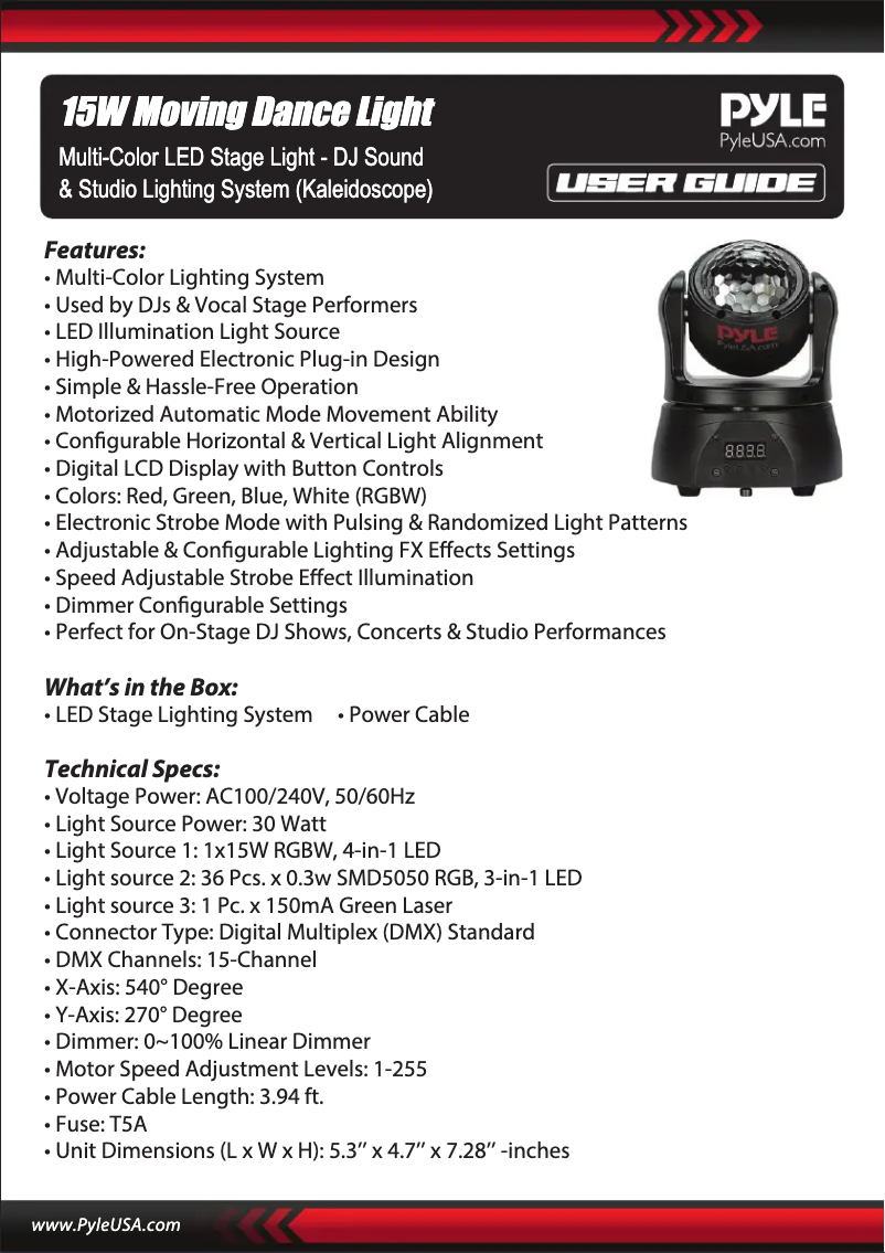 Page n°1 - Manuel utilisateur Pyle PDJLT88.5