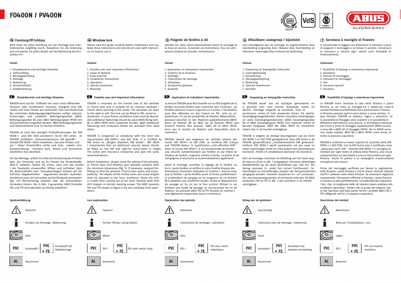 Page n°1 - Guide d'installation Abus FO400N