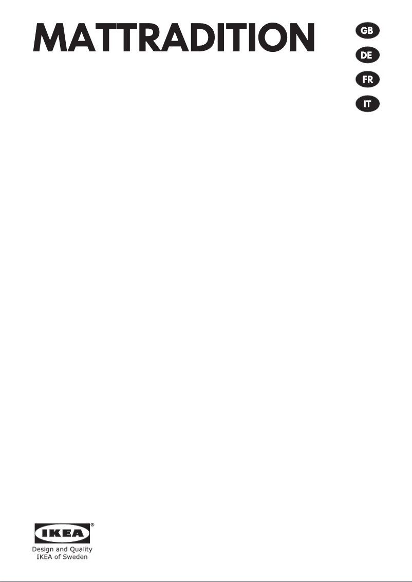 Page 1 de la notice Manuel utilisateur Ikea MATTRADITION 003.923.00