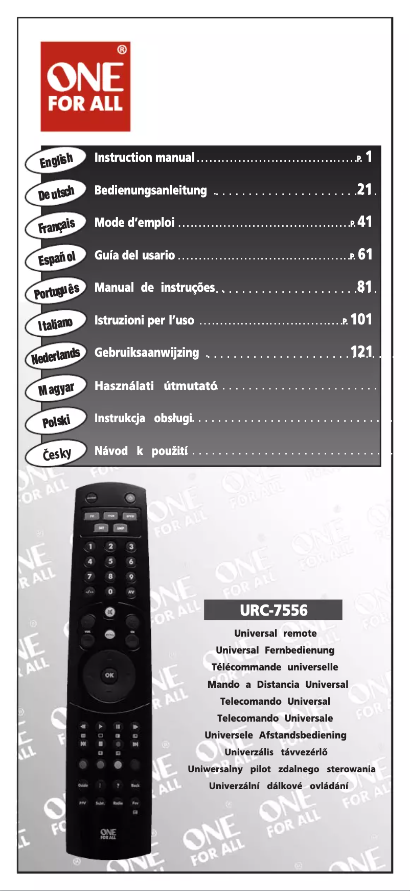 Page 1 de la notice Manuel utilisateur One for all Digital 5 URC 7556