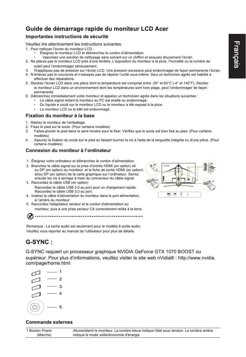 Página 1 del manual Manual de usuario Acer Predator XB273K