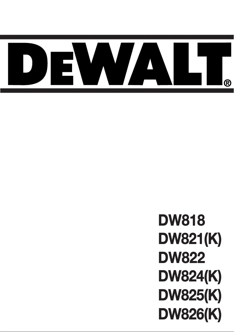 Page n°1 - Manuel utilisateur DeWalt DW825