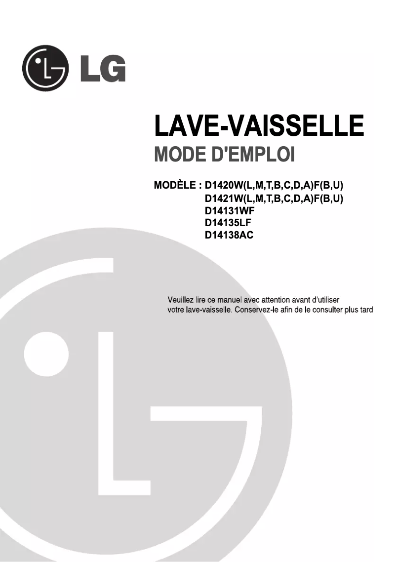 Image de la première page du manuel de l'appareil D14138AC