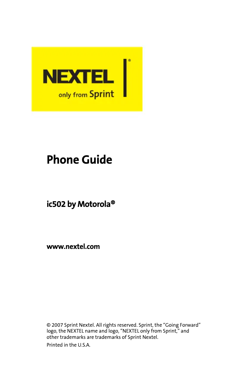 Page 1 de la notice Manuel utilisateur Motorola ic502