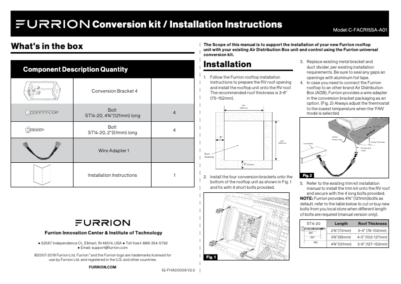 Page n°1 - Manuel utilisateur Furrion C-FACR15SA-A01