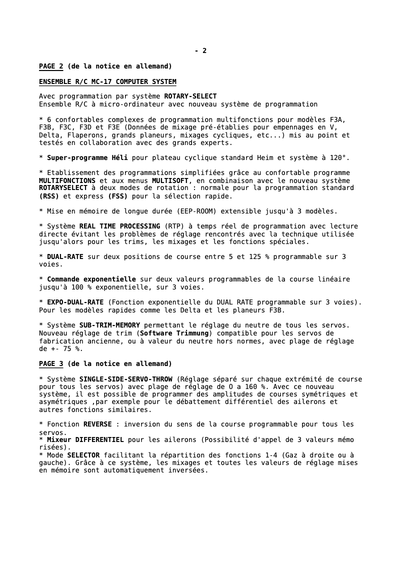 Page 1 de la notice Manuel utilisateur Graupner MC-17