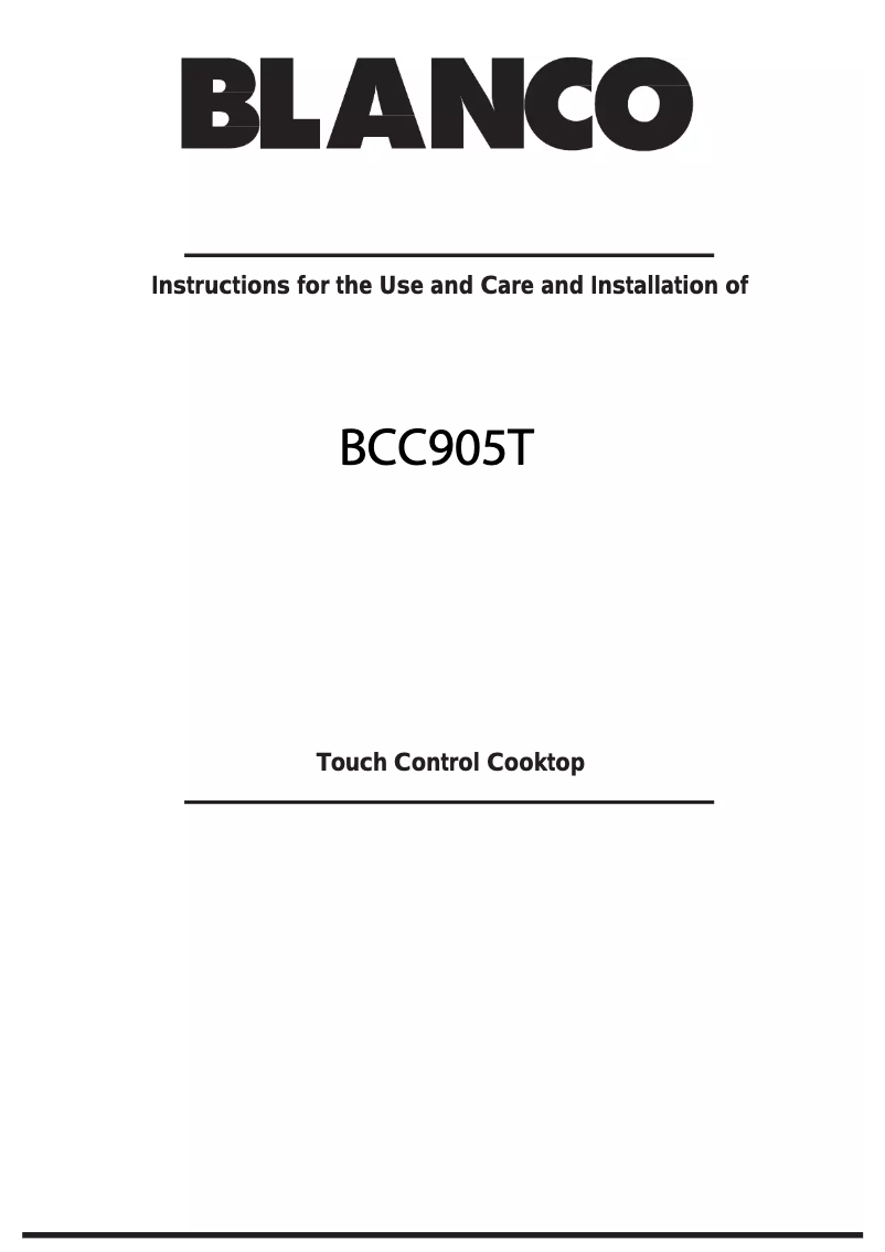 Page n°1 - Manuel utilisateur BLANCO BCC905T