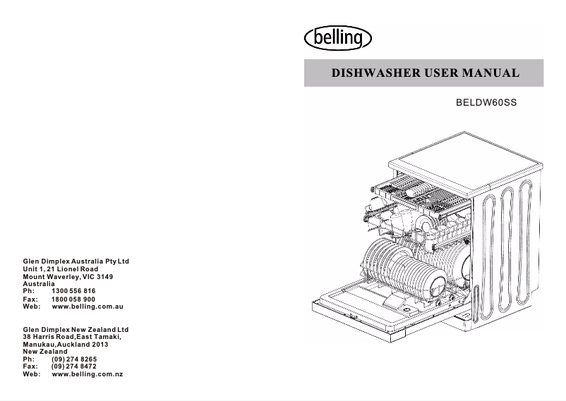 Page n°1 - Manuel utilisateur Belling BELDW60SS