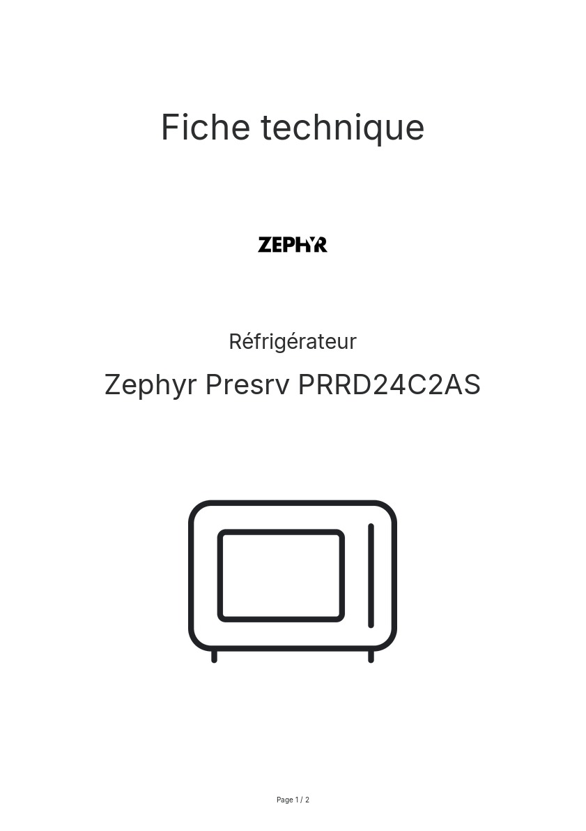 Page n°1 - Fiche technique Zephyr Presrv PRRD24C2AS