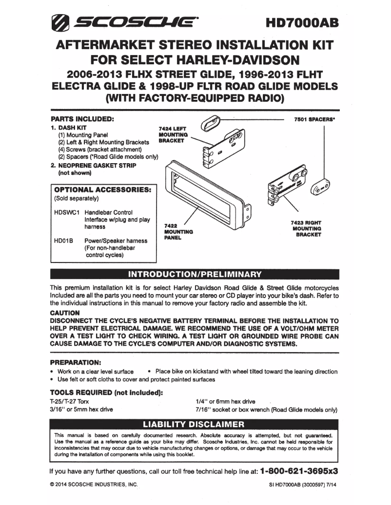 Page 1 de la notice Manuel utilisateur Scosche HD7000AB