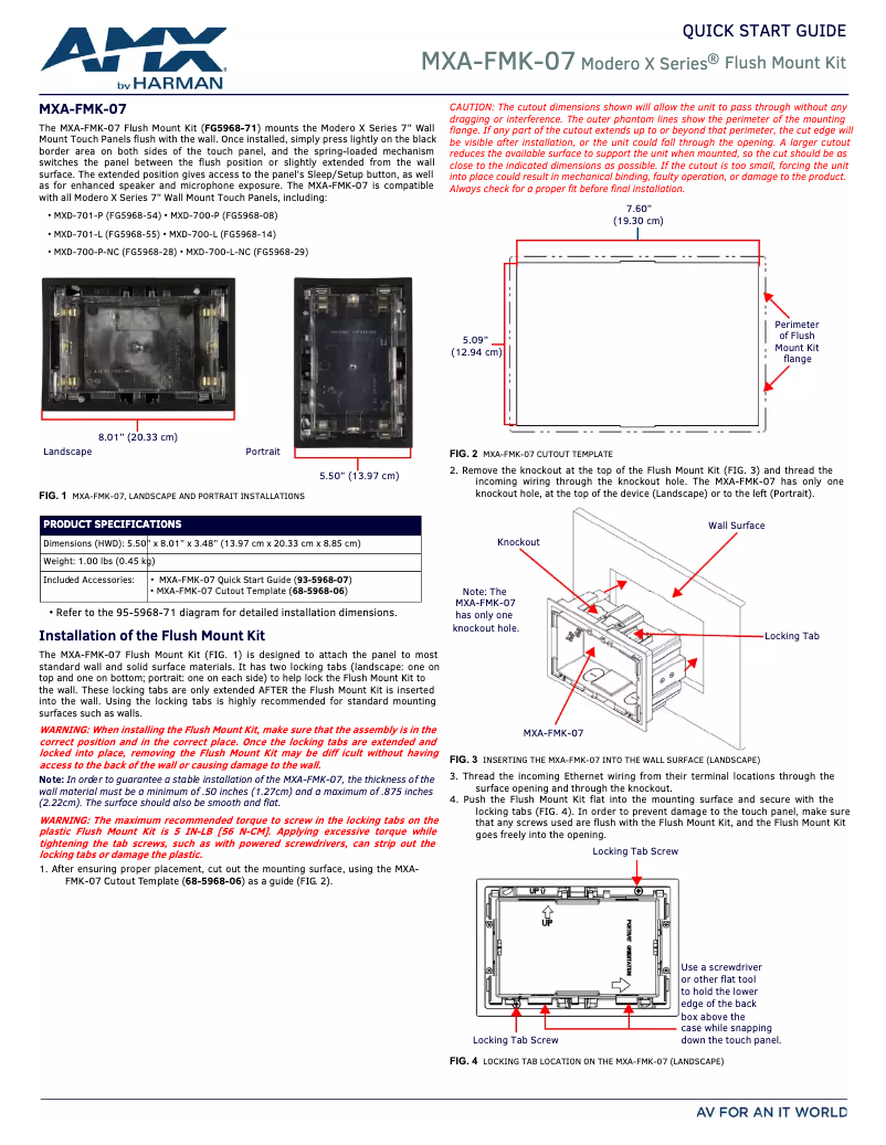Page 1 de la notice Manuel utilisateur AMX MXA-FMK-07
