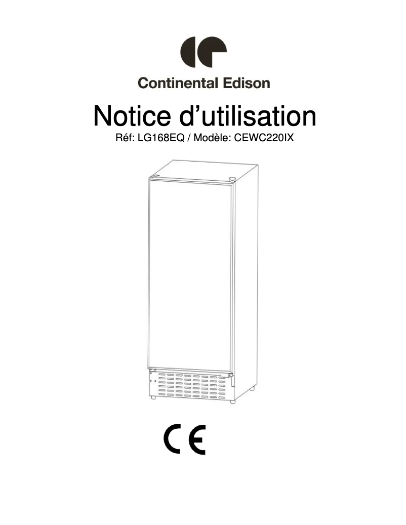 Page 1 de la notice Manuel utilisateur Continental Edison CEWC220IX