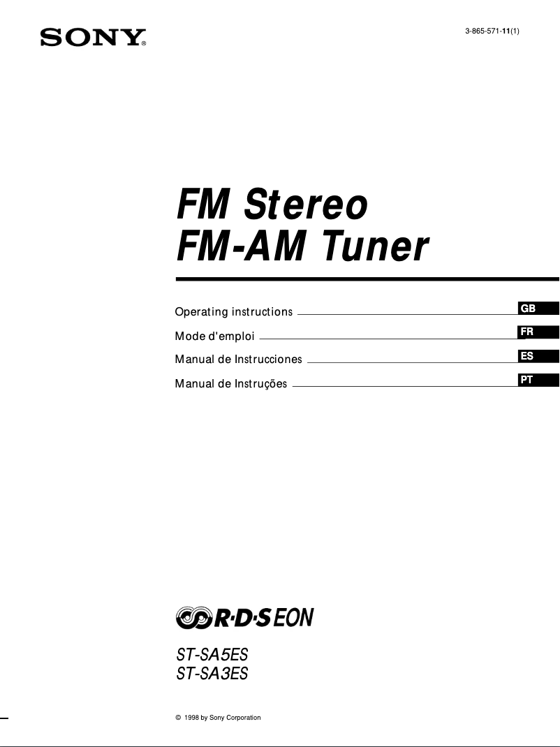 Page 1 de la notice Manuel utilisateur Sony ST-SA3ES