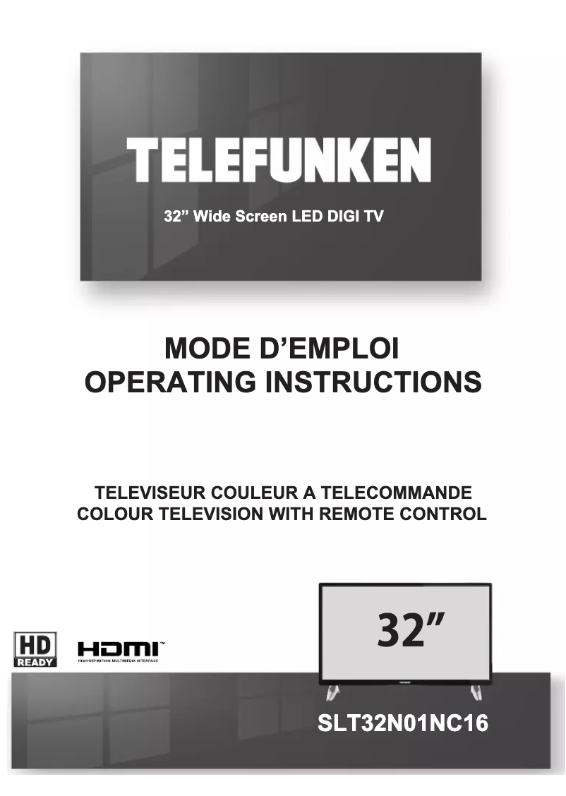 Page n°1 - Manuel utilisateur Telefunken SLT32N01NC16