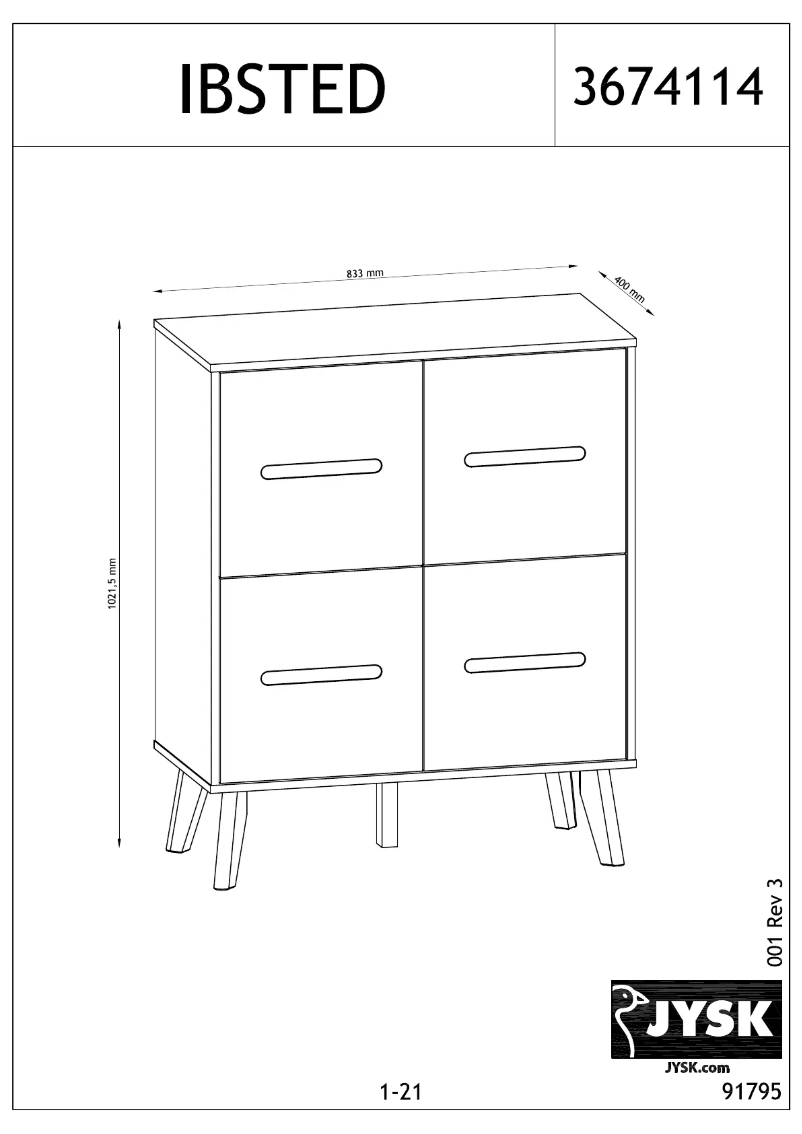 Page n°1 - Manuel utilisateur JYSK Ibsted (84x103x40)
