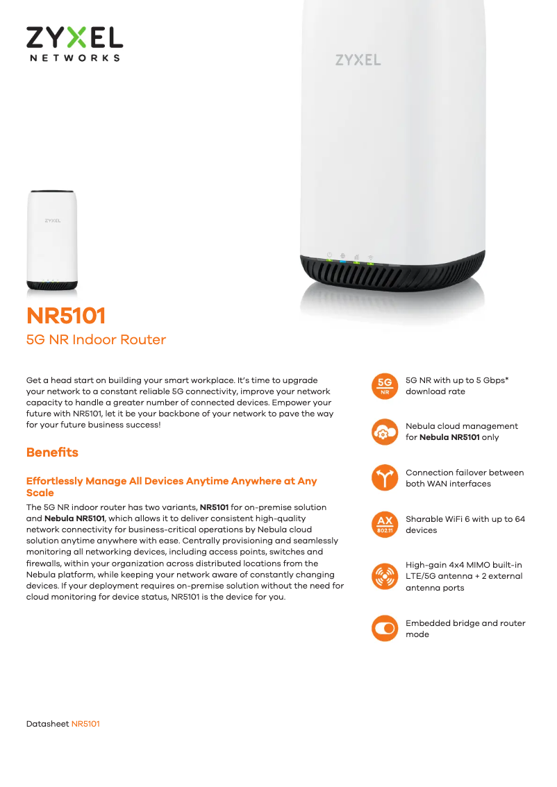 Página 1 del manual Ficha técnica ZyXEL Nebula NR5101