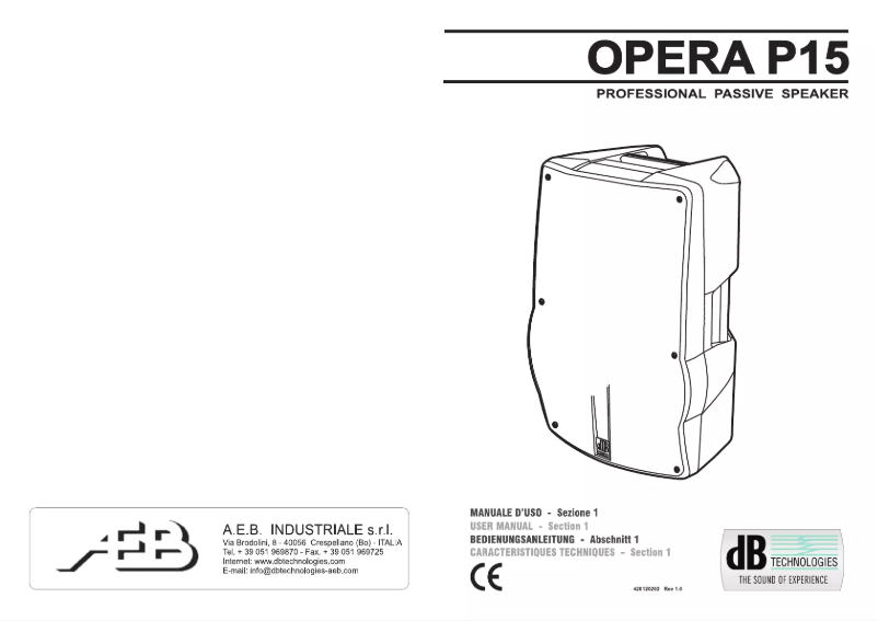 Page n°1 - Manuel utilisateur DB Technologies OPERA P15