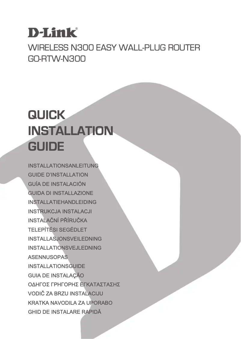 Page 1 de la notice Guide d'installation D-Link GO-RTW-N300