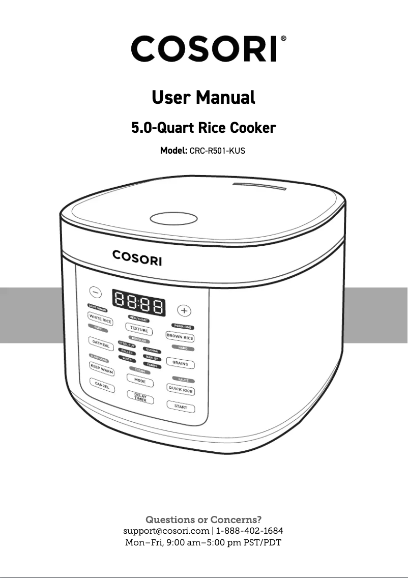 Page n°1 - Manuel utilisateur Cosori CRC-R501-KUS