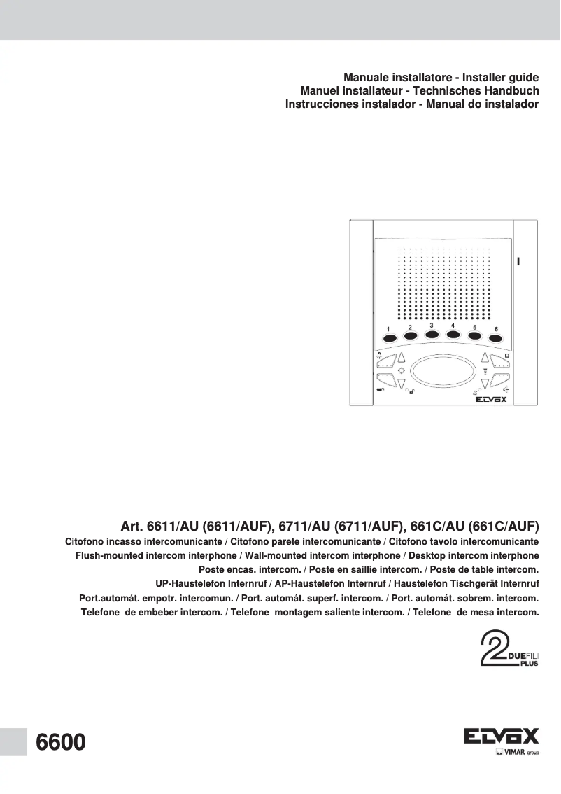 Image de la première page du manuel de l'appareil ELVOX 6611/AU