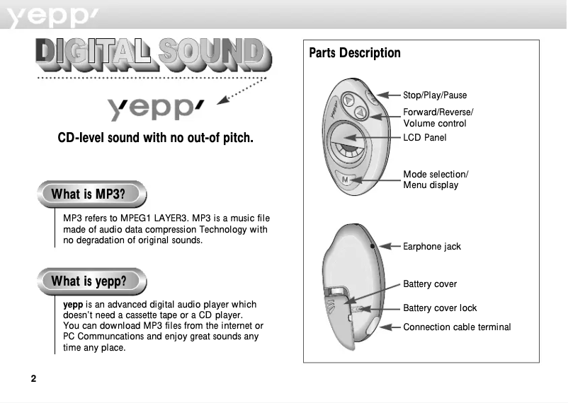 Page 1 de la notice Manuel utilisateur Samsung YP-20T