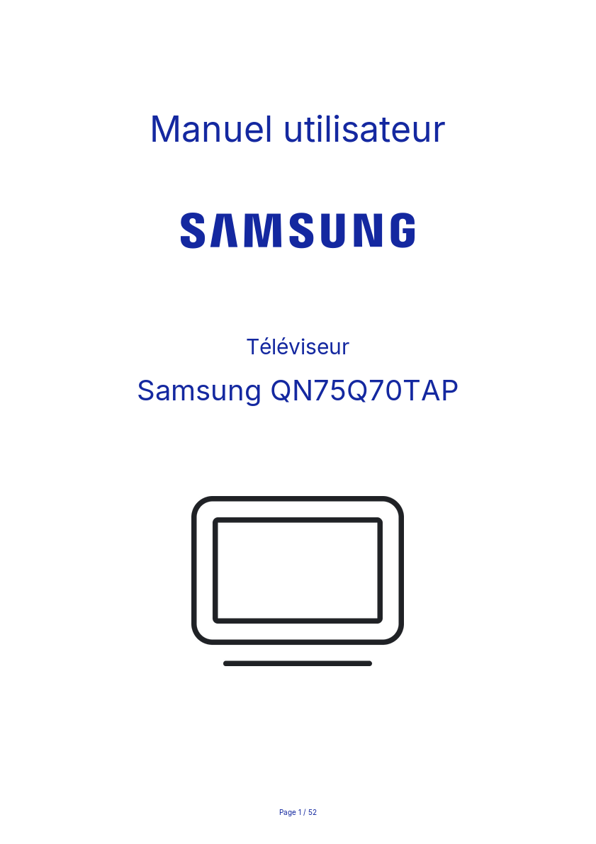 Image de la première page du manuel de l'appareil QN75Q70TAP