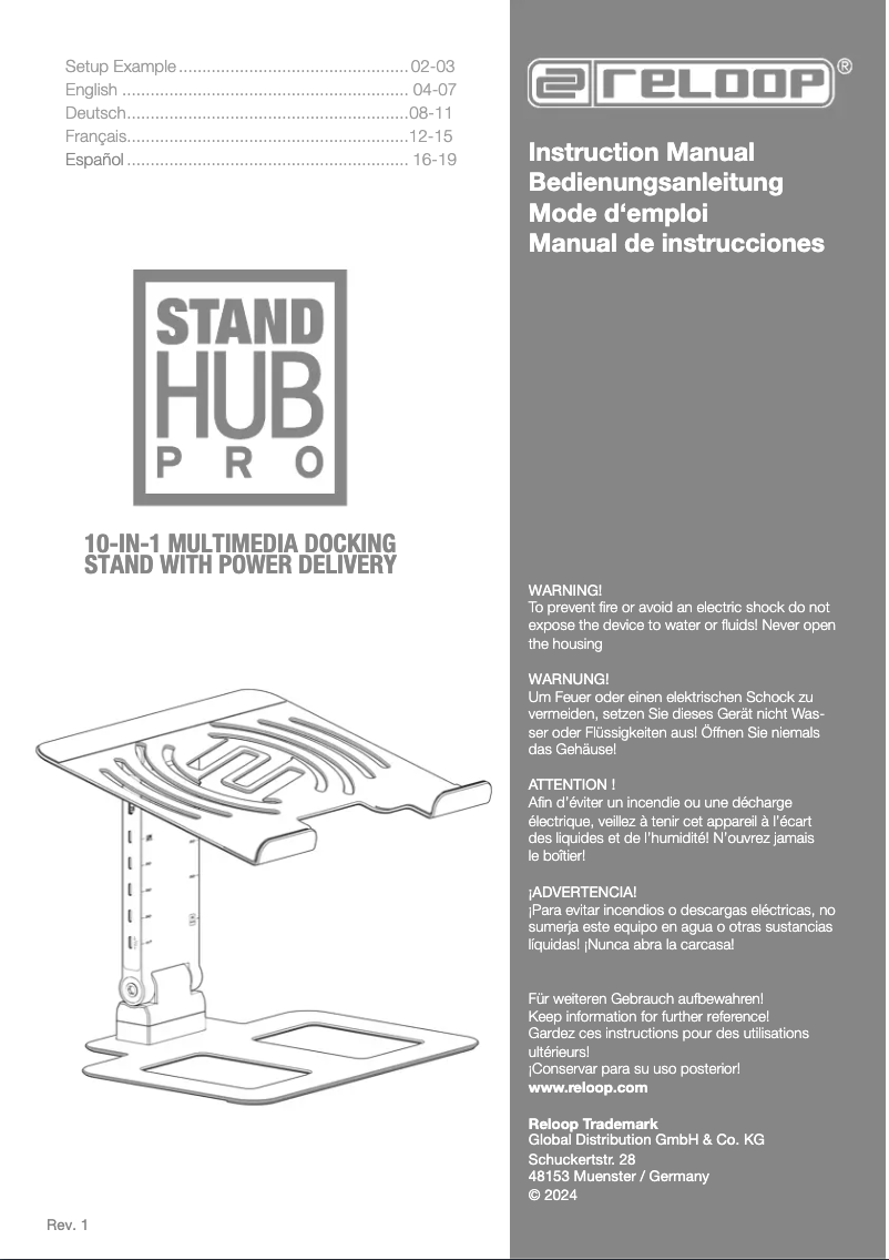 Page n°1 - Manuel utilisateur Reloop Stand Hub Pro