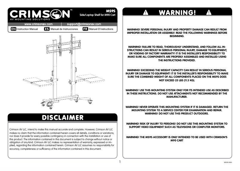 Page 1 de la notice Manuel utilisateur Crimson MS9S