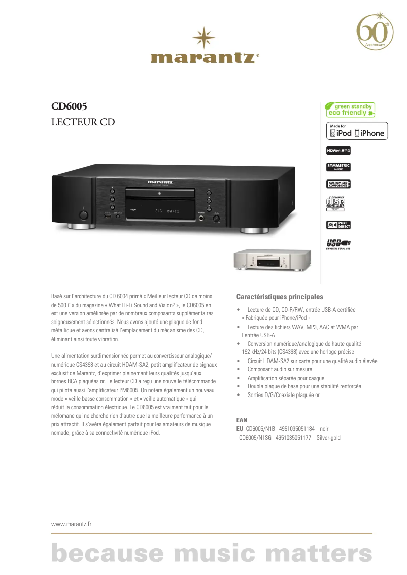 Image de la première page du manuel de l'appareil CD6005