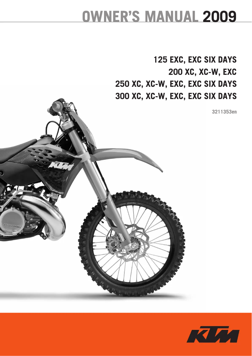 Page 1 de la notice Manuel utilisateur KTM 300 XC (2009)