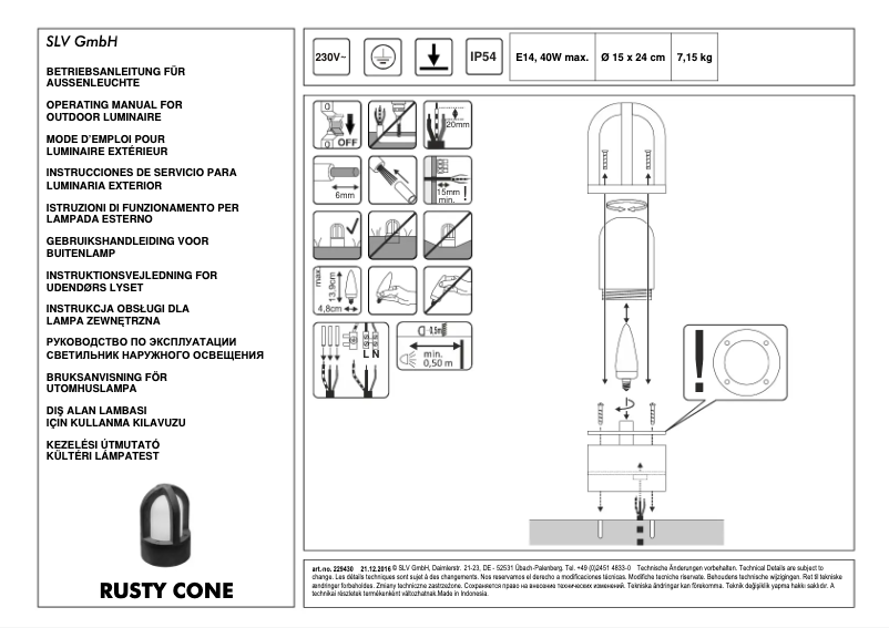 Page 1 de la notice Manuel utilisateur SLV 229430