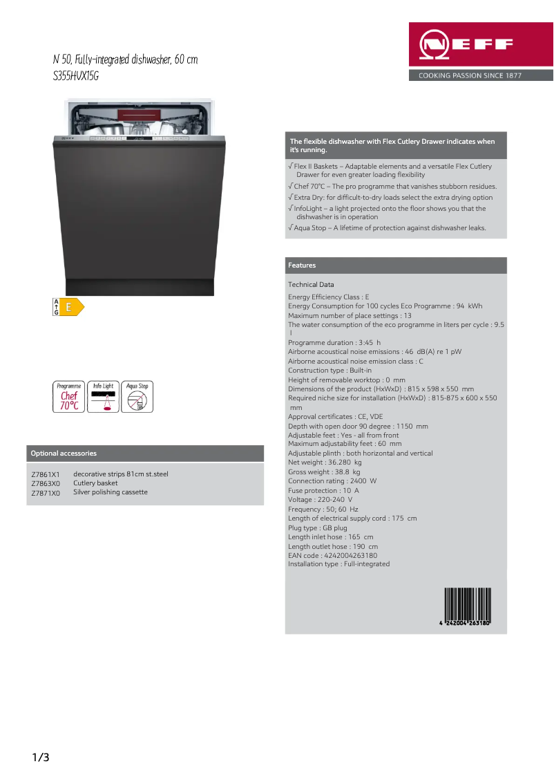 Page n°1 - Fiche technique Neff S355HVX15G