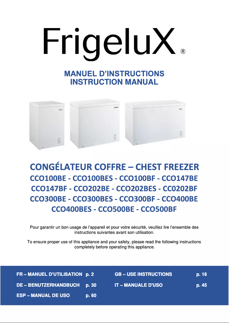 Página 1 del manual Manual de usuario FrigeluX CCO300BE