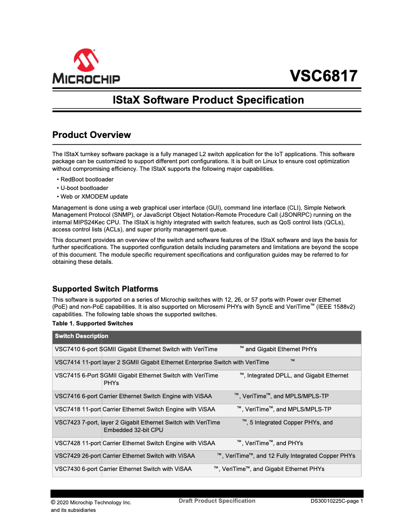 Page 1 de la notice Manuel utilisateur Microchip VSC6817-2023.03
